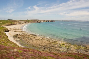 beach of pen-hir bay in crozon peninsula