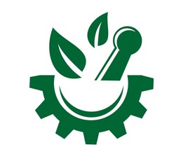 gear herbal logo design vector isolated on white background