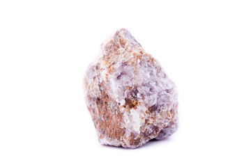 macro mineral lepidolite stone on a white background