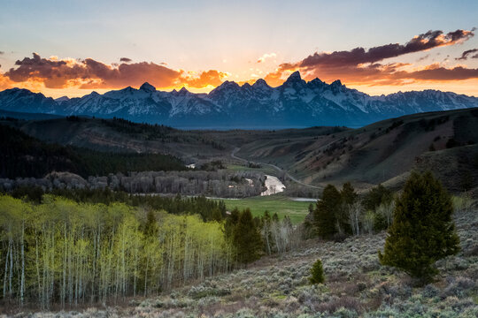 Gros Ventre Road winds into Grand Teton National Park along the Gros Ventre River