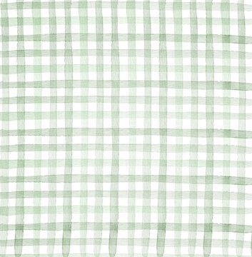 watercolor hand painted plaid texture in green 