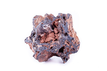 stone macro mineral goethite on a white background