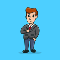 Businessman Cartoon Character, Cute Businessman Design character, Business People Vector