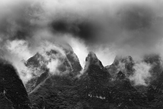 The karst limestone peaks of the Yang Shao region of China.