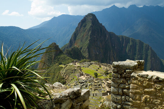View of Machu Picchu - the Lost City of the Incas - located in the Vilcanota mountain range in south-central Peru.