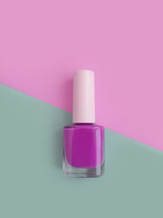 bottle of nail polish on a colored background