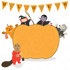 Cartoon halloween cute on white background. Cartoon halloween children's pajamas concept. illustration,vector