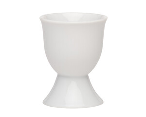 Egg cup. Empty ceramic eggcup for breakfast. Holder stand for boiled chicken eggs on white isolated background.