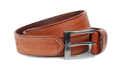 Leather belt, insulated on a white background