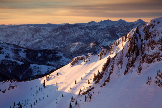 Winter landscape image of Snowbird Ski & Summer Resort near Salt Lake City, UT.