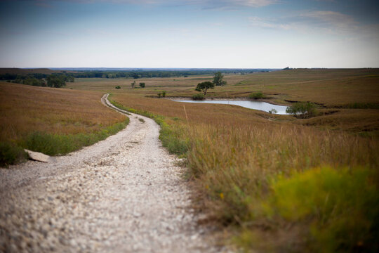 A path winds along the Big Pasture Trail in Tallgrass Prairie National Preserve in Kansas.