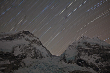 Star trails over Mount Everest, Nuptse & Khumbu Icefall. May 2012
