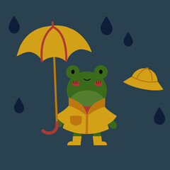 frog with umbrella illustration