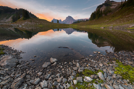 American Border Peak as seen from Yellow Aster Butte Trail, North Cascades National Park, Washington State, USA