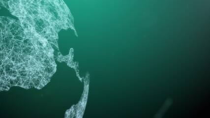 Abstract digital rotating Earth with connection moving dots and lines. Technology background. Network connection structure. 3d render
