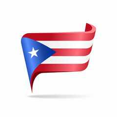 Puerto Rican flag map pointer layout. Vector illustration.