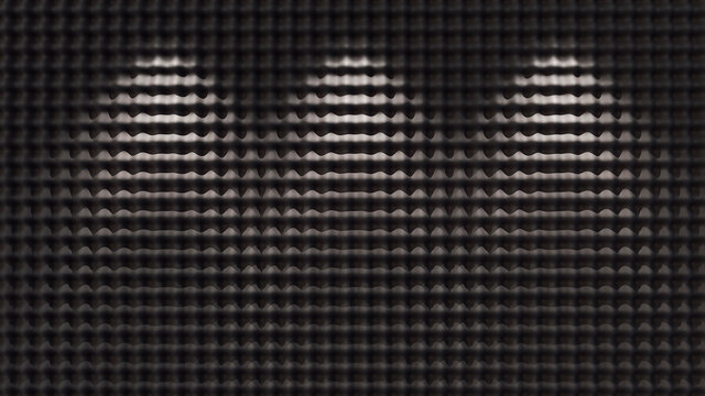 Acoustic foam background illuminated. 3d illustration