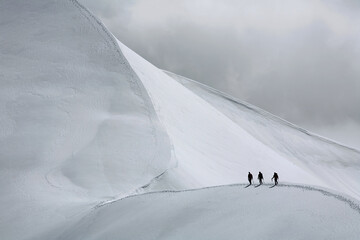 Team of climbing  alpinists in Haute Savoie, France, Europe