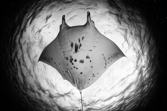 A manta ray cruises the waters of the Solomon Islands.