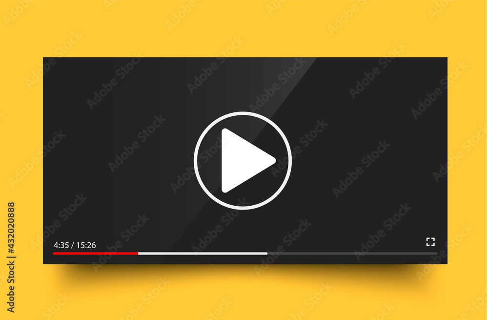 Poster video player. multimedia player social media. video player interface template for web and mobile app