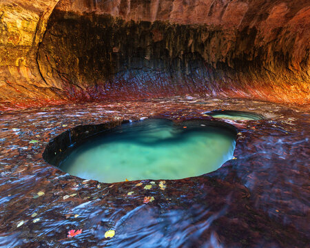 Emerald Pools form deep in the backcountry of Zion National Park.