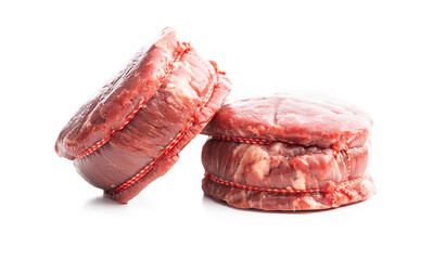 The raw beef meat steak.