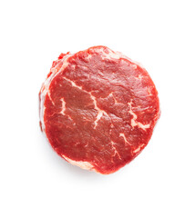 The raw beef meat steak.