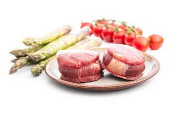 The raw beef meat steak.