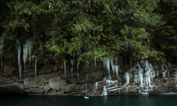 Ice and rope-swing along the Skykomish River, Washington.