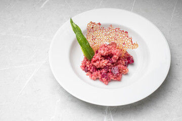 Beetroot risotto. Italian pink risotto