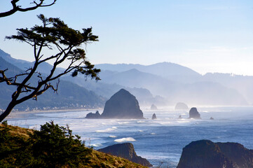 Cannon Beach seen from Ecola State Park, Oregon.
