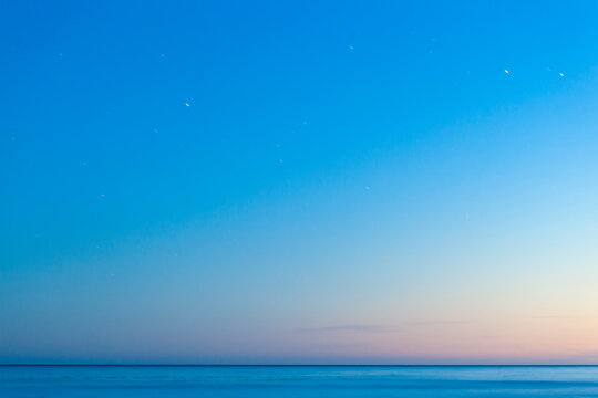 Stars and sunset over the Pacific Ocean, seen from the West Coast Trail, British Columbia, Canada.