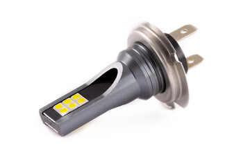 H7 LED vehicle headlight bulb on a white background