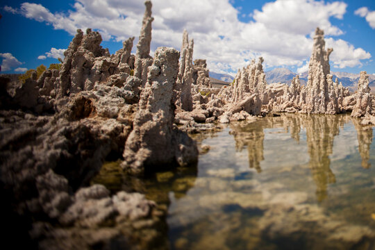 A view from a canoe on Mono Lake, California.