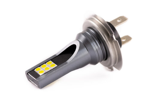 H7 LED vehicle headlight bulb on a white background