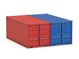 Two sea containers isolated on white background.