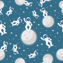 Galaxy pattern cartoon style.   Astronaut with