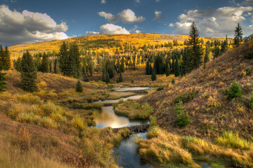 McClure Pass at sunset during the peak of fall colors in Colorado