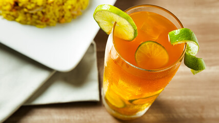 glass with panela water a traditional Colombian drink