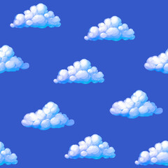 Clouds seamless pattern. Cloudy sky Hand drawn illustration