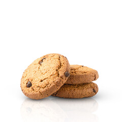 Chocolate chip cookies isolated on white background.