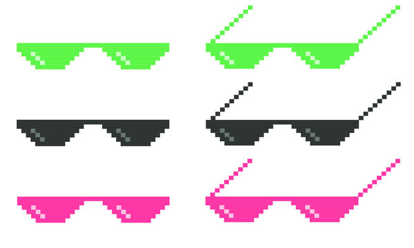 Sunglasses pixel icon black on white background. Pixel glasses sign. Thug  life meme glasses. Flat style. Stock Vector | Adobe Stock