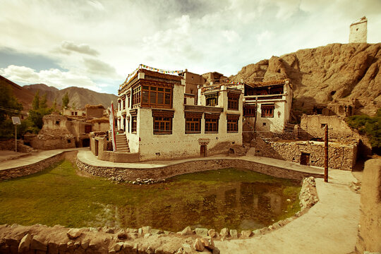 A traditional home in the center of the village of Alchi in Ladakh, India