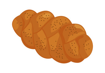 Challah vector icon. Holiday jewish braided loaf, shabbat bread isolated on white background. Food illustration