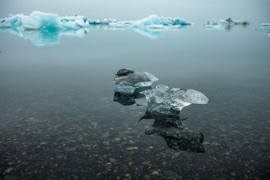 Icebergs float in Jokulsarlon, a glacial lagoon off of Ring Road (Rte. 1) in south Iceland.