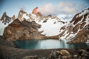 Fitz Roy looms on the horizon in Los Glaciares National Park - Santa Cruz Province, Argentina