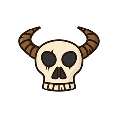 Skull with horns icon. Colored contour linear silhouette. Front view. Vector simple flat graphic illustration. The isolated object on a white background. Isolate.