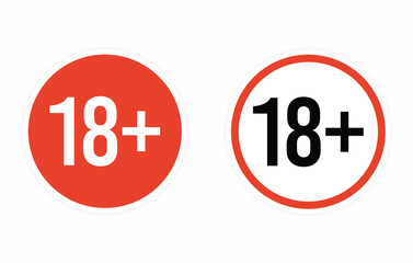 Under 18 sticker vector illustration. 18 plus adults only concept. Adults only 18 years sticker.