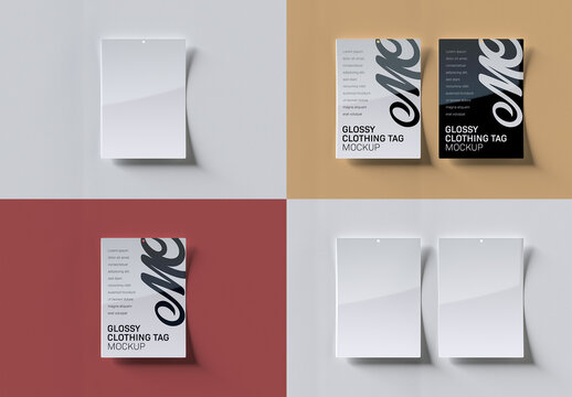 Photorealistic Glossy Rectangle Tags Mockup