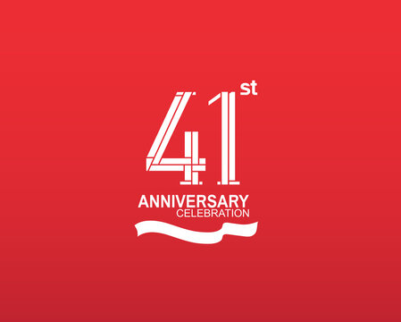41 anniversary logotype flat design white color isolated on red background. vector can be use for template, company special event and celebration moment